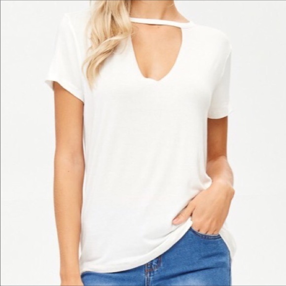 White Cut Out Tee - Picture 2 of 2